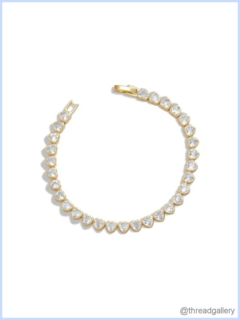 14k Gold Filled Tennis Bracelet, Heart CZ Charm, Women's Jewelry, 6 Inch